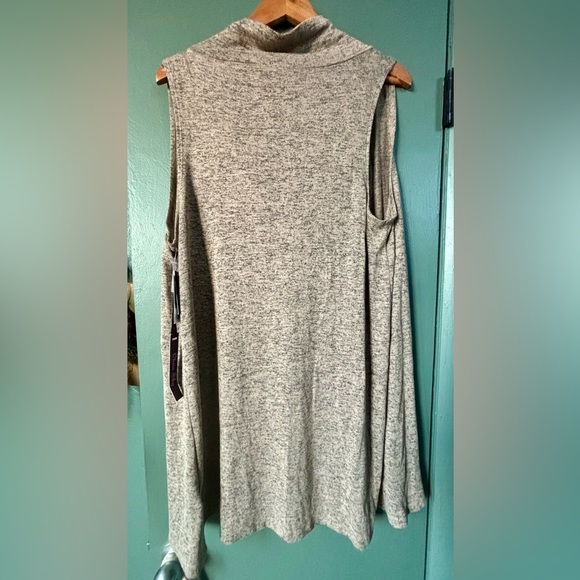 Olivia Sky Gray Drape Front Poncho - Picture 2 of 5